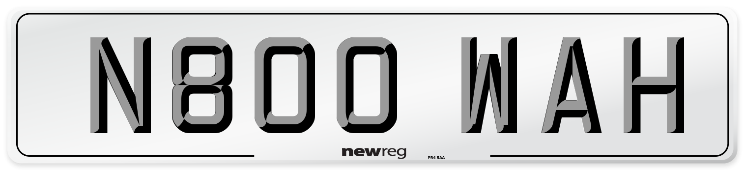 N800 WAH Number Plate from New Reg